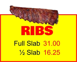 RIBS Full Slab ½ Slab 31.00 16.25